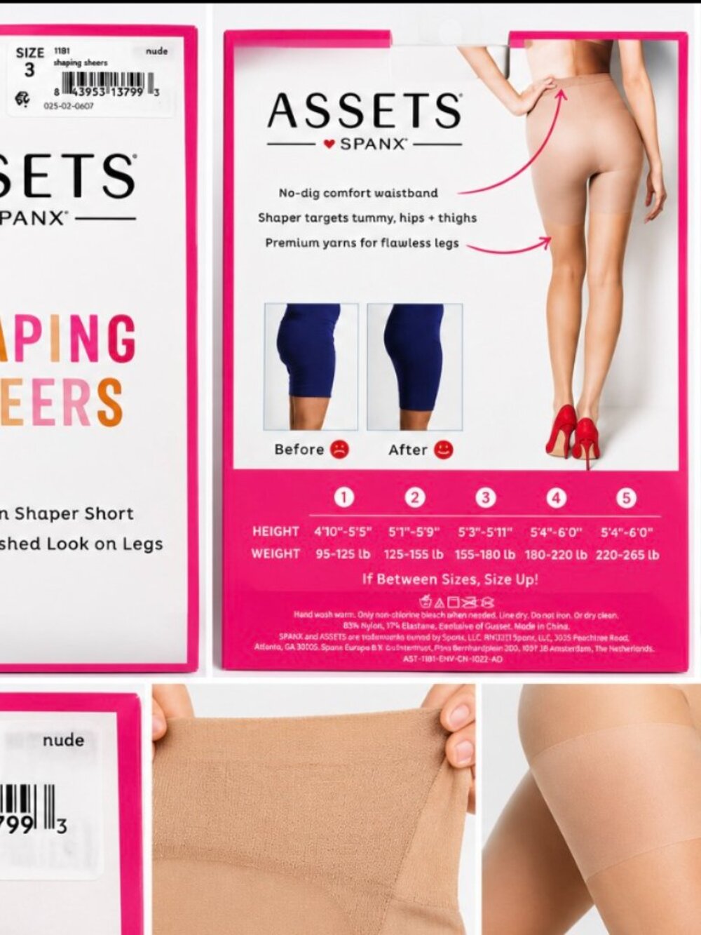 Assets by Spanx Shaping Sheers Pantyhose Size 3 Large Nude Tummy Control NWT